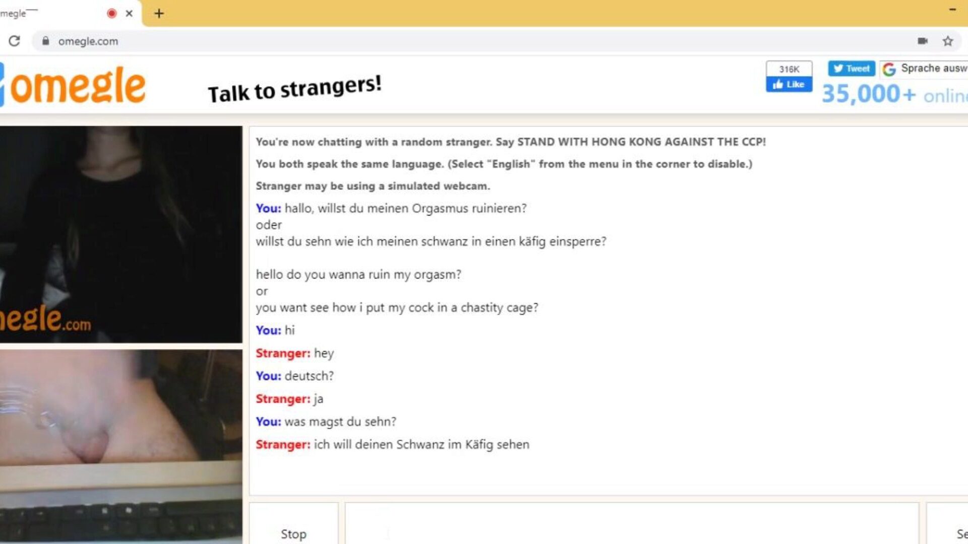 la ragazza tedesca di omegle mi mostra le tette e la figa fantastiche, poi quella ragazza mi ha fatto uscire dalla gabbia di castità e venire